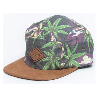 China JOINT Logo China Factory Suede Patch Custom Hawaii Style 5 Panel Hat for sale