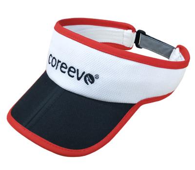 China Embroidery Character Mesh Lightweight Collapsible Edge Custom White / Black Running Visors for sale