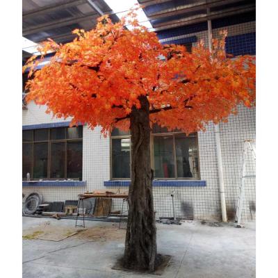 China Decoration Customize Outdoor Fiberglass Trunk Artificial Red Maple Tree for sale