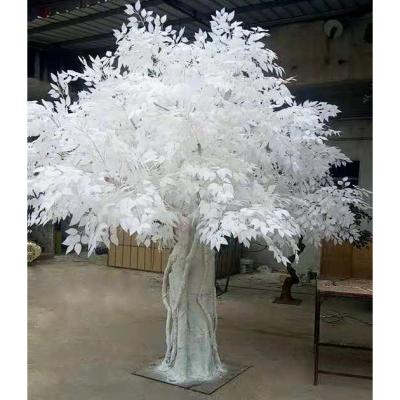 China Anti-UV Factory Sale Ornamental Indoor White Plants Artificial Banyan Tree for sale