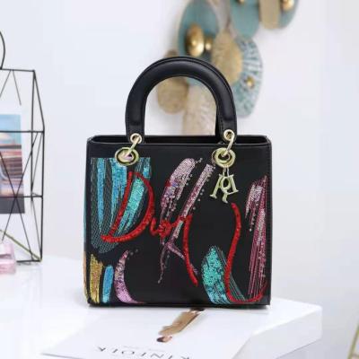 China European and American women's portable shoulder sequin shoulder bag Europe and America sequin embroidery PU bag diagonal bag for sale