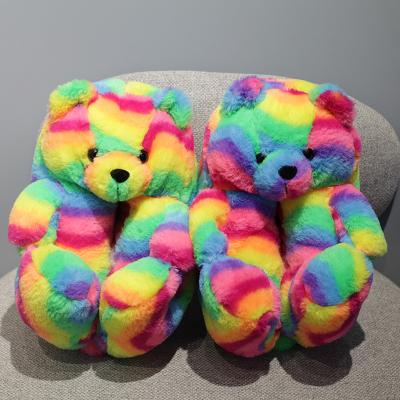 China 2021 Indoor Plush Faux Fur Cowinner Teddy Bear Slippers For Women CUSHIONING Slippers For Bedroom Home Furry Cartoon Shoes for sale