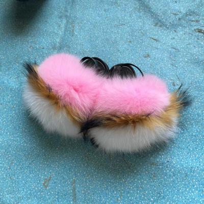 China Insulative 2021 new arrive mixed colorb baby toddler fur slides kids fur ball slippers for sale