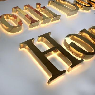 China Buildings Custom 3d gold letter signage led letter sign stainless steel sign channel letters sign for sale