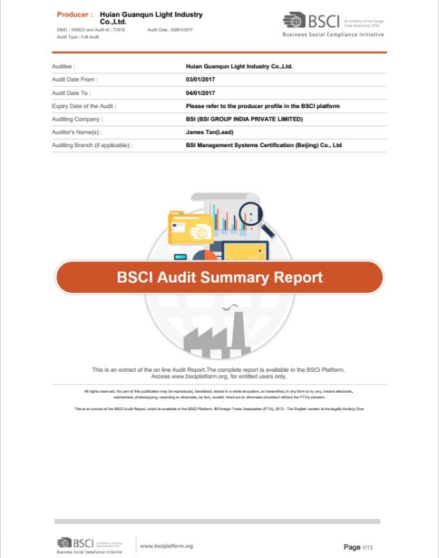 BSCI - Quanzhou Jiayien Trading Co., Ltd.