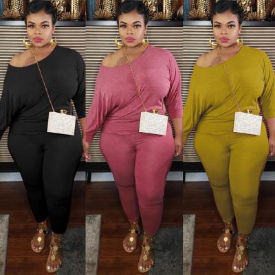 China Breathable Plus Size XL-5XL Women Set Two Piece Set Sleeve Tee Batwing Tracksuit Complete Jogger Suit Equipment Matching Set for sale