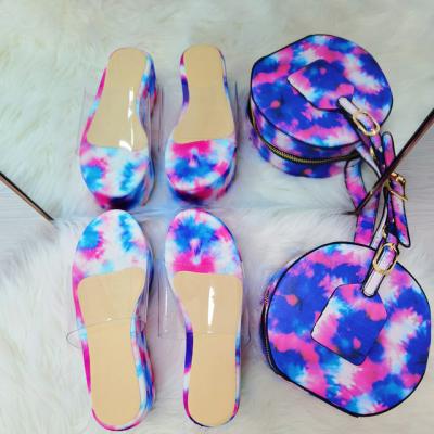 China 2021 Fashion Trend Women's Pumps and Handbags Jelly Purse With Slides Slippers and Bags Platform Sandals Pumps Woman for sale