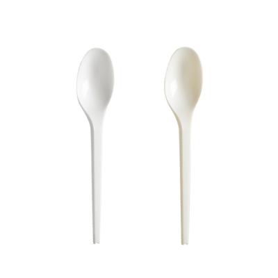 China Dining Custom Logo Biodegradable Spoon Plastic Tea Spoon Eco Friendly Disposable Utensils for sale