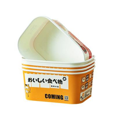 China Disposable High Quality Printed Food Paper Bowls Containers Disposable Food Packaging Square Cutlery Boxes With Lid Paper Bowls for sale