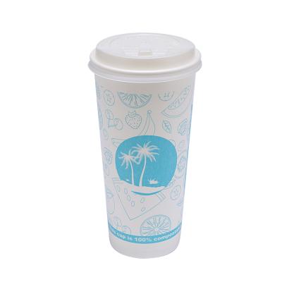 China Custom Biodegradable Reusable Biodegradable Hot Single Wall PLA Beverage Coffee Mug Plastic Cup With Lid for sale