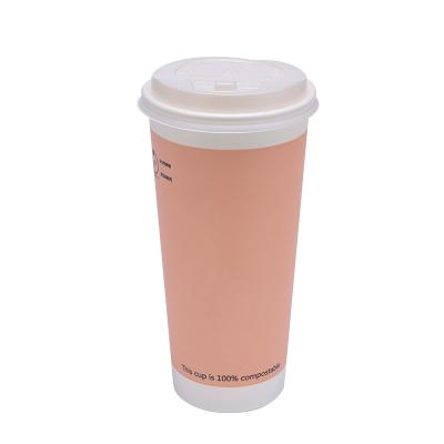 China Biodegradable Hot Sale Disposable Beverage Paper Cup Coffee Mug PLA Single Wall Hot Plastic Cup With Lid for sale