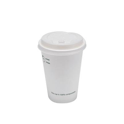 China Customized Biodegradable With Logo Personalized Disposable Biodegradable Hot Drink Paper Cup Coffee Mug PLA Plastic Cup With Lid for sale