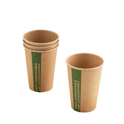 China Disposable Printing Disposable White Coffee Cup Kraft Paper Single Wall Paper Cup With Lid for sale