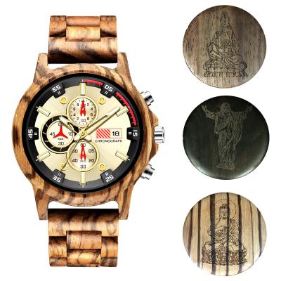 China RAYMONS KH1010 Chronograph Engraved Wooden Men Watch Wooden Wristwatches In Quartz Watch Wooden Watches For Men for sale