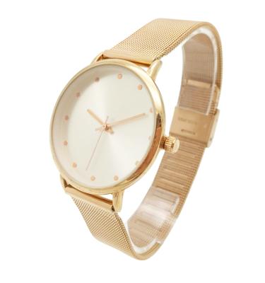 China Non-specific Water Resistant 26mm Mesh Band Watch Gold Thin Back And Stainless Steel Strap 3ATM Case for sale