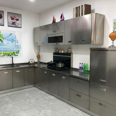 China Modern 304 Color Stainless Steel Kitchen Cabinets Indoor Kitchen Storage Cupboards for sale