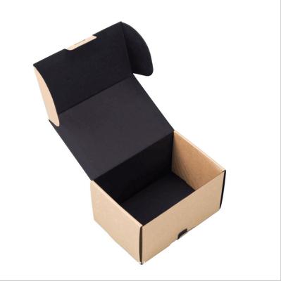 China Recycled Materials Recycle Printed Kraft Paper Black Foldable E Groove Corrugated Mailing Cardboard Shoe Box Corrugated Gift Box for sale