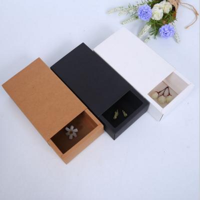 China Custom Recycled Materials Kraft Paper Cardboard Sliding Lid Drawer Lipstick Pull Out Gift Pencil Box For Bamboo Cotton Pads Packaging With Sleeve for sale