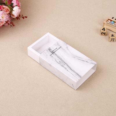 China Handmade Lipliner Custom Tube Cosmetics Printing Paper Gift White Marble Drawer Sliding Candle Packaging Jewelry Favor Collapsible Slide Box for sale