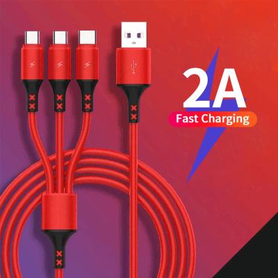 China MP3/MP4 Player China Mainland Free Shipping Sample Amazon Best Selling Products 2.1A Quick Charging Nylon Braided 3 In 1 USB Cable for sale