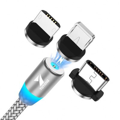 China MP3 / MP4 Player Nylon Braided Type C USB Phone Charging Cable With LED Light for sale