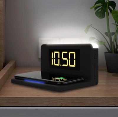 China Amazon Best Wholesale Custom LED Digital Alarm Clock Mobile Phone 3 in 1 Qi Fast Wireless Chargers Phone Charger Lamp for sale