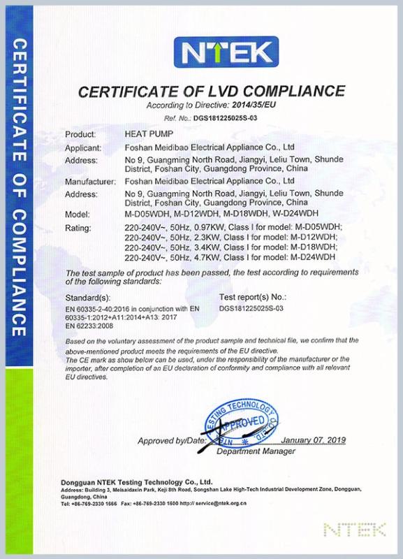 CE Certificate - Foshan Meidi Bao Electric Appliance Industry Co., Ltd