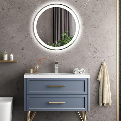 China Modern Small PVC Wall Mounted Wash Basin Storage Modern Bathroom Vanity Cabinets With Mirror for sale