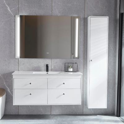 China Small Modern Wooden Modern PVC Wash Basin Bathroom Vanity Cabinet With Mirror for sale