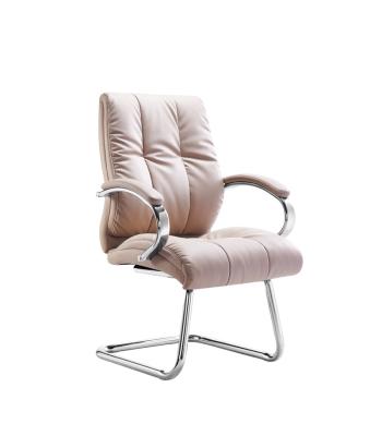 China Wholesale High Quality Fixed Frame Mid Back PU Leather Office Visitor Chairs With Armrest Metal Frame for sale