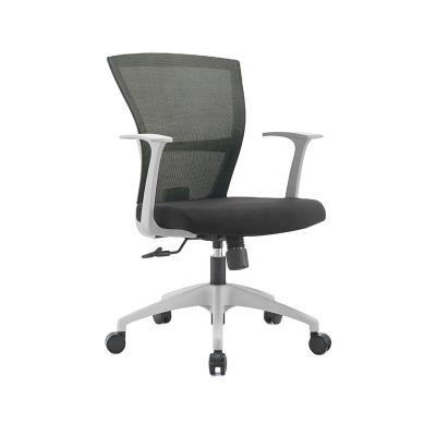 China (Size) Mid-back Fashion Administrative Staff Chair Mesh Swivel Chair Adjustable White Computer Gaming Office Chair for sale