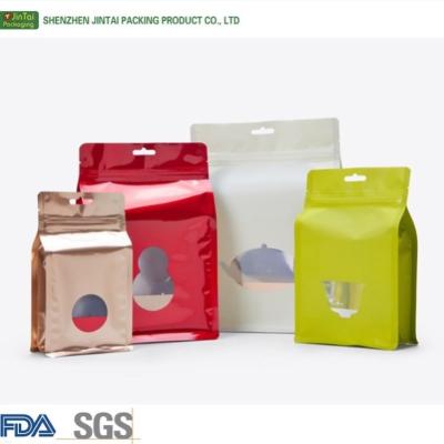 China BIODEGRADABLE Biodegradable Custom Kraft Paper Bag Clear Zipper Drink Spout Stand Up Pouch With Valve for sale