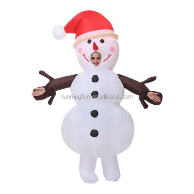 China Funny Running Snowman Inflatable Costume Suit Olaf Polyester Fun Cosplay Costumes For Halloween Party for sale