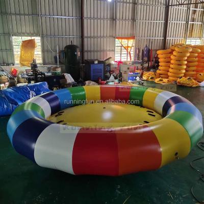 China 0.9mm PVC Tarpaulin Aqua Park Game Toys Towable Inflatable Disco Boat, UFO Fly Spinning Board For Sale for sale