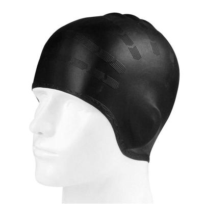 China Adults Men Women Pure Custom Hair Long Hair Waterproof Swimming Cap Color Ear Protect Silicone Swimming Cap for sale