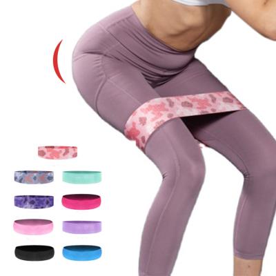 China Custom High Elastic Logo Camo High Elastic Polyester Yoga Hip Circle Fabric Resistance Bands Set for sale