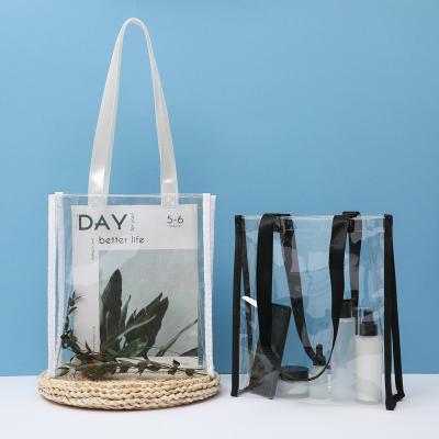 China 100% Wholesale Custom Transparent Waterproof Shopping Bags Eco-friendly PVC Tote Bag High Quality Environmentally for sale