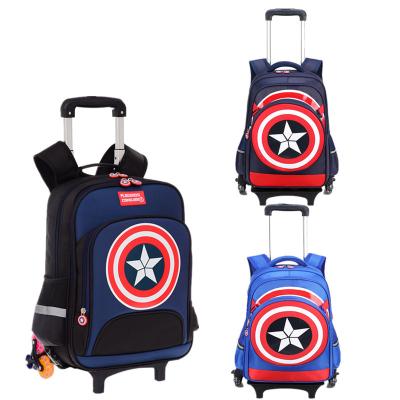 China Fashion Anti-theft Teenager Trolley School Bag Cartoon Design Removable School Backpack With Wheels for sale