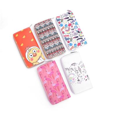 China PU Anti-theft Logo Print Women Wallet Fashion Colorful Custom Design Wallets For Girls for sale