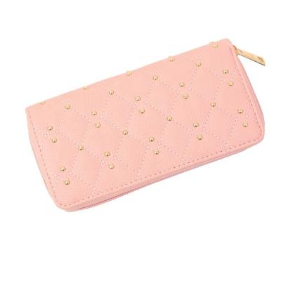 China None New Design Lady Wallet Good Quality PU Clutch Bag Wallet Women Rivets Wallet With Zipper for sale