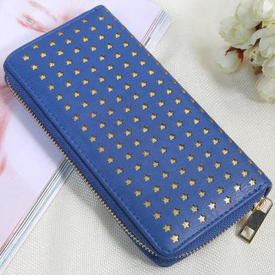 China Factory Wholesale Anti-theft High Quality Diamond Rivet Coin Purse Fashion Simple Zipper Women Wallet for sale