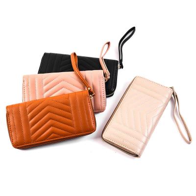 China 2021 Korean Fashion Leisure Version PU Women's Leather Wallet Long Around Clutch Purse With Zipper for sale