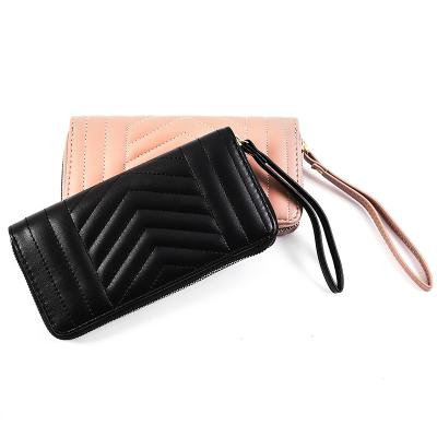 China High Quality Custom PU Leather Wallet Women Fashion Logo Zipper Slim Slim Purse For Women for sale