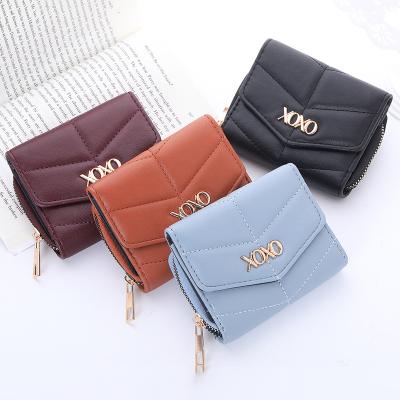 China 2021 New Small PU RFID Women's Wallet No Birfold Short Card Holder Leather Wallet for sale