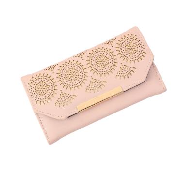 China 2020 New Fashion Multi-Function Pink Purse Purse PU Leather Women's No Bifold Wallet for sale