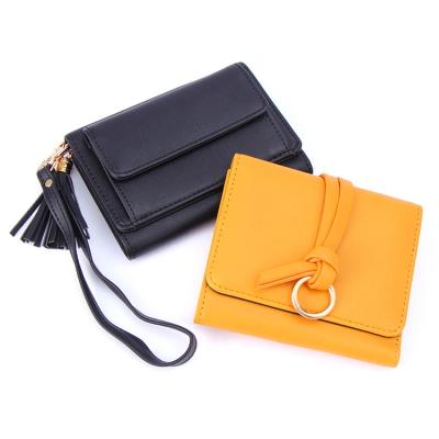 China Fashion Short PU Multifunctional Anti-lost High Quality Wallet Waterproof Three Folds Bag For Women for sale