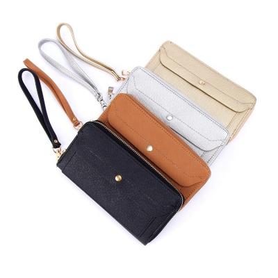 China Hot Fashion Anti-theft Flip Top Buckle Wallet Simple Long Sale Solid Color PU Leather Wallet for sale