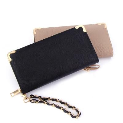 China Four-color Solid Color Waterproof High Quality Long Wallet With Zipper Inner Single Layer Trendy Fashion Purse for sale