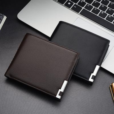 China No New Fashion Men Wallets Short Thin Credit Card Holder PU Leather Wallet For Men for sale