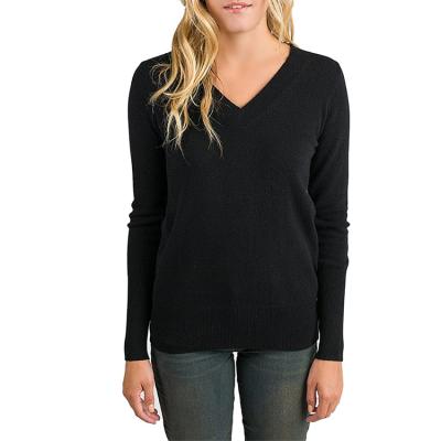 China Custom Women's Long Sleeve Anti-Wrinkle Pure Thin Casual V-Neck Sweater Long Sleeve Knit Knit for sale